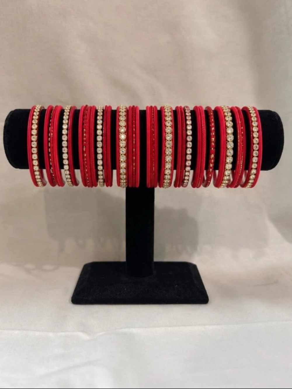Red & Gold-Tone Rhinestone Bracelet Set - brand new Size 2.5
